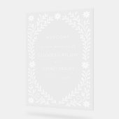 Boho Navyフローラ結婚の歓迎サイン アクリルサイン (傾斜)