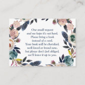 Boho Navyブルーピンクシャワー散水本ベビー エンクロージャーカード (裏面)