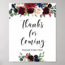 Boho navy burgundy赤面ピンク感謝していfor来 s ポスター