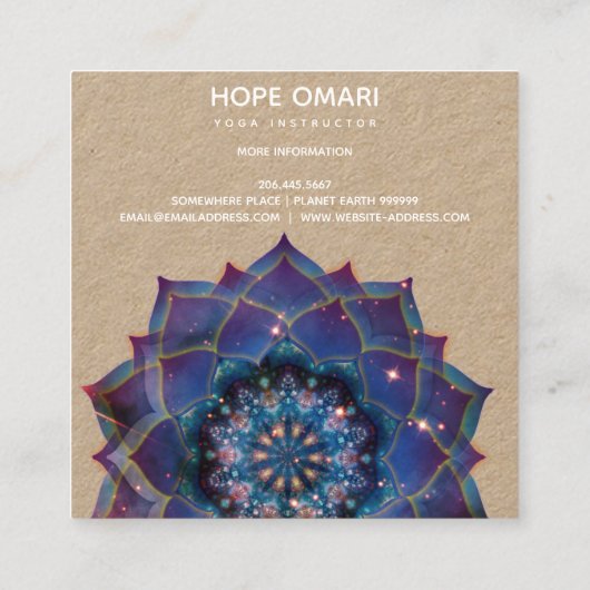 Boho Nebula Mandala、神秘的 スクエア名刺 (裏面)