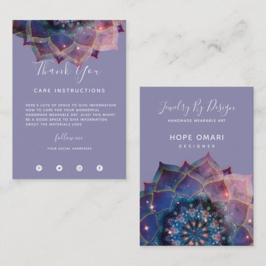 Boho Nebula Mandala、神秘的 名刺 (正面/裏面)