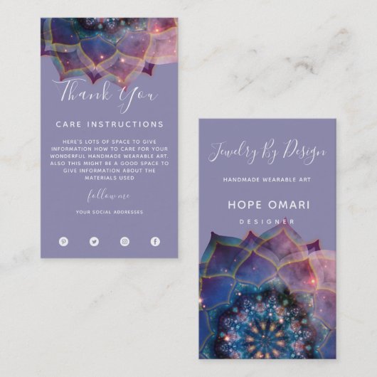 Boho Nebula Mandala、神秘的 名刺 (正面/裏面)