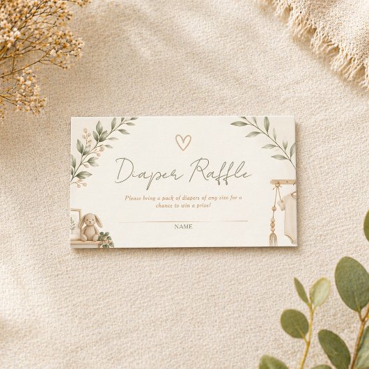 Boho Nesting Party Diaper Raffle Tickets エンクロージャーカード