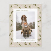 Boho Neutalsクリスマスベリー写真クリスマス シーズンポストカード (正面)