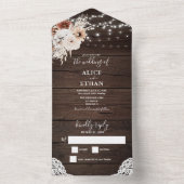 Boho Neutral素朴フラワーストリングライトAll In O オールインワン招待状 (内側)