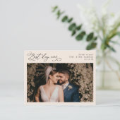 Boho Neutral赤面シンプル結婚の写真ありがとう ポストカード (スタンド正面)