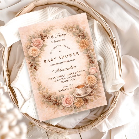 Boho Neutral A Baby Is Brewing 招待状