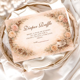 Boho Neutral A Baby Is Brewing Diapper Raffle エンクロージャーカード