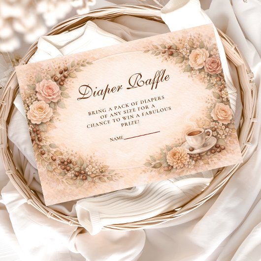 Boho Neutral A Baby Is Brewing Diapper Raffle エンクロージャーカード