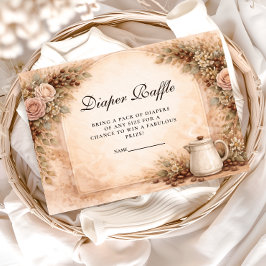 Boho Neutral A Baby Is Brewing Show Diapper Raffle エンクロージャーカード