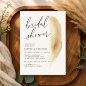 Boho Neutral Beige Watercolor Bridal Shower 招待状