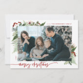 Boho Neutral Burgundy赤メリークリスマスフォト シーズンカード (正面)