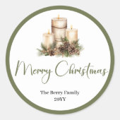 Boho Neutral Christmas Custom Family Name Sticker ラウンドシール (正面)