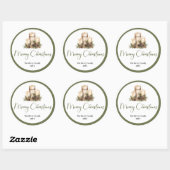 Boho Neutral Christmas Custom Family Name Sticker ラウンドシール (シート)