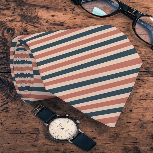 Boho Neutral Colored Stripes Necktie ネクタイ