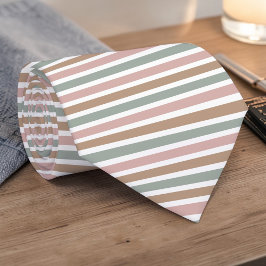 Boho Neutral Colored Stripes Necktie ネクタイ