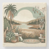 Boho Neutral Desert Sunset Luxury Stone Coaster ストーンコースター (正面)