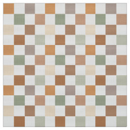 Boho Neutral Earthy Checker Checkerboard Checkered ファブリック
