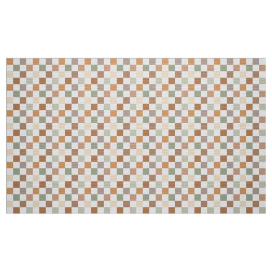 Boho Neutral Earthy Checker Checkerboard Checkered ファブリック (ファットクウォーター)