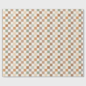 Boho Neutral Earthy Checker Checkerboard Checkered ラッピングペーパー (フラット)