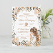 Boho Neutral Floral First Holy Communion Invitatio 招待状 (スタンド正面)