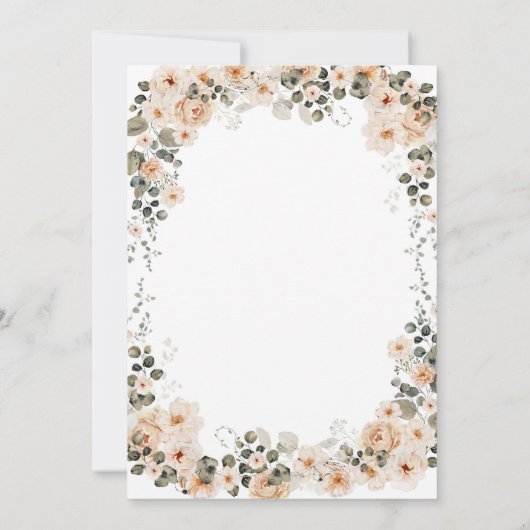 Boho Neutral Floral First Holy Communion Invitatio 招待状 (裏面)