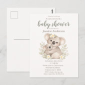 Boho Neutral Koala Baby Shower ポストカード (正面/裏面)