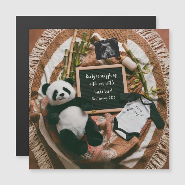 Boho Neutral Panda Pregnancy Announcement  (正面/裏面)