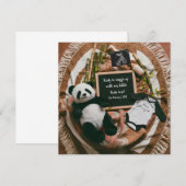 Boho Neutral Panda Pregnancy Announcement card 招待状 (正面/裏面)