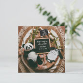 Boho Neutral Panda Pregnancy Announcement card 招待状 (スタンド正面)