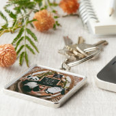 Boho Neutral Panda Pregnancy Announcement gift キーホルダー (側面)