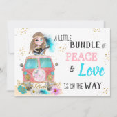 * Boho Neutral Peace & Love Hippie Baby Shower I 招待状 (正面)