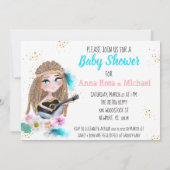 * Boho Neutral Peace & Love Hippie Baby Shower I 招待状 (裏面)