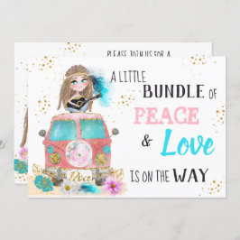 * Boho Neutral Peace & Love Hippie Baby Shower I 招待状