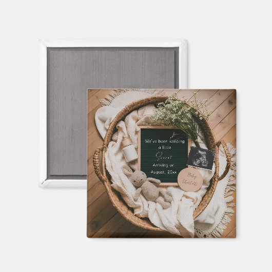 Boho Neutral Pregnancy Announcement keepsake  マグネット (正面/裏面)
