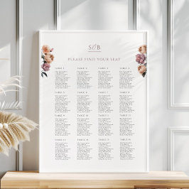 Boho Neutral Purple 結婚's Seat Chart Poster ポスター