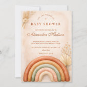 Boho Neutral Rainbow Baby Shower 招待状 (正面)
