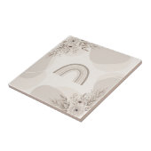 Boho Neutral Rainbow Floral Beige Taupe タイル (側面)