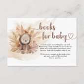 Boho neutral teddy bear pampas grass book request エンクロージャーカード (正面)