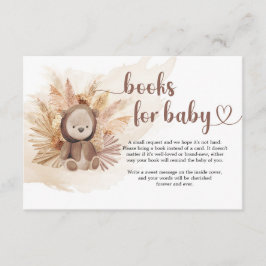 Boho neutral teddy bear pampas grass book request エンクロージャーカード