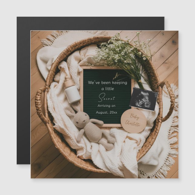 Boho Neutral ultrasound  Pregnancy Announcement  (正面/裏面)