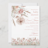 Boho Neutral Wildflower Baby Shower Invitation 招待状 (正面)