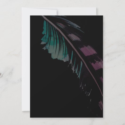 Boho Nights Black with Feather 結婚's 招待状 (裏面)