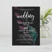 Boho Nights Black with Feather Photo 結婚's 招待状 (スタンド正面)