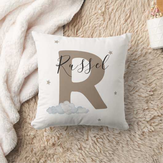 Boho Nursery Pillow Personalized Letter Cushion クッション (ブランケット)