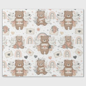 Boho Nursery Teddy Bears with Rainbows -Earthy (2) ラッピングペーパー (フラット)