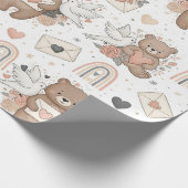 Boho Nursery Teddy Bears with Rainbows -Earthy (2) ラッピングペーパー (角)
