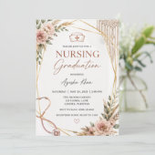 Boho Nursing Graduation Invitation with Stethoscop 招待状 (スタンド正面)