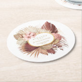 Boho Oasisの結婚フローラありがとうV2 ID959 ラウンドペーパーコースター (アングル)