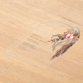 Boho Oasisの結婚フローラブライダルシャワーID959 アクリル招待状 (レイダウン)